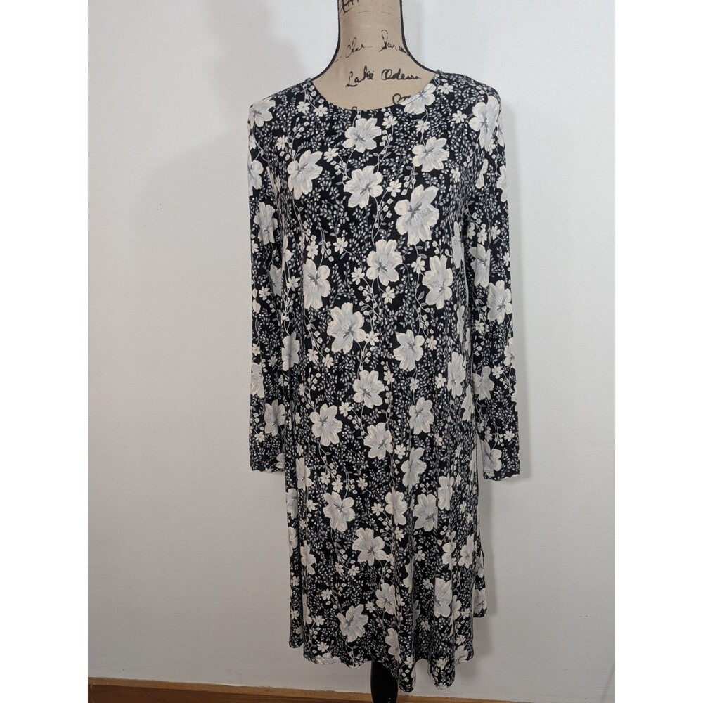 NWT Old Navy Women Shift Dress Multicolor Floral Knee Length Long Sleeve Large L